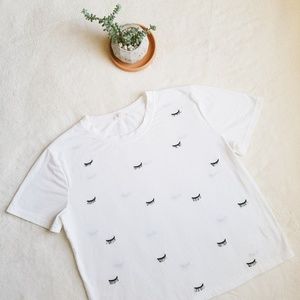 Current Air White Eyelash Cropped T Shirt